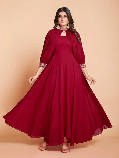 Ravishing Red Georgette Special Occasion Gown